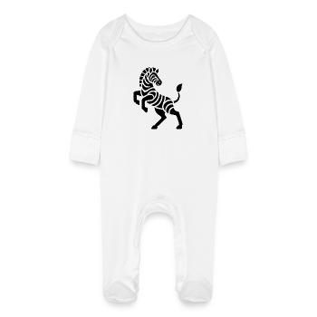 Silhouette de zèbre Œuvre d’art Design minimal - Grenouillère bio avec gants Bébé - blanc - Devant