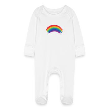 Drapeau arc-en-ciel impressionnant, cadeau de fierté gay lesbienne LGBTQ - Grenouillère bio avec gants Bébé - blanc - Devant