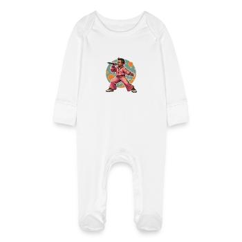 Elf Rapper in Action - Baby Organic Sleepsuit with Scratch Mitts - white - Front