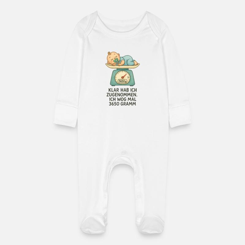 Increased? - Baby Organic Sleepsuit with Scratch Mitts - white
