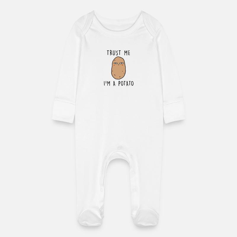 FAITES-moi confiance en une pomme de terre - Grenouillère bio avec gants Bébé - blanc