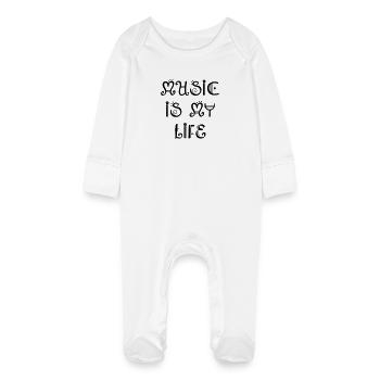 MUSIC - Baby Organic Sleepsuit with Scratch Mitts - white - Front
