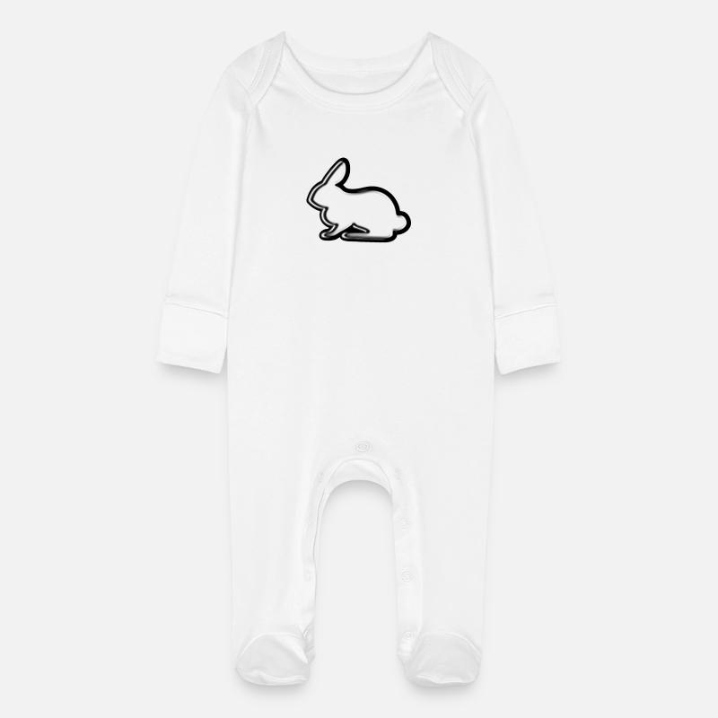 Rabbit - Baby Organic Sleepsuit with Scratch Mitts - white