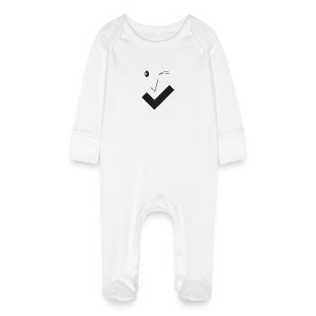 Feines Lächeln - Feines Gesicht B02. - Baby Bio-Schlafanzug mit Kratzhandschuhen - Weiß - Vorne