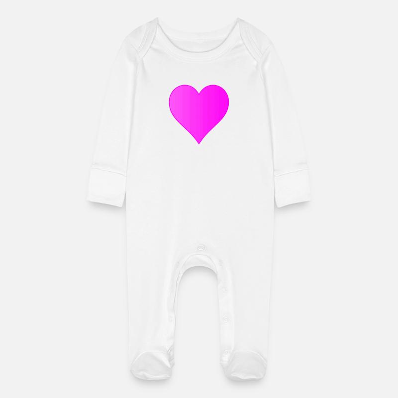 Pink Heart - coeur rose - Grenouillère bio avec gants Bébé - blanc