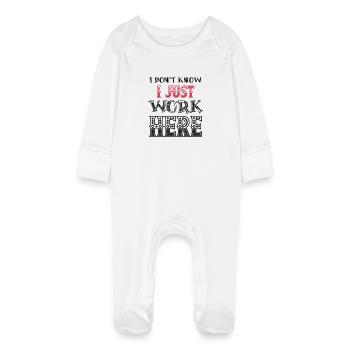 Je ne sais pas, je viens de travailler ici Citation humoristique drôle - Grenouillère bio avec gants Bébé - blanc - Devant