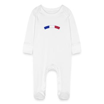 France Français Française French Frankreich - Baby Organic Sleepsuit with Scratch Mitts - white - Front