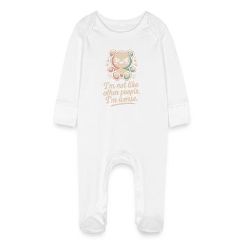 I'm Not Like Other People I'm Worse Frech Gothic - Baby Organic Sleepsuit with Scratch Mitts - white - Front