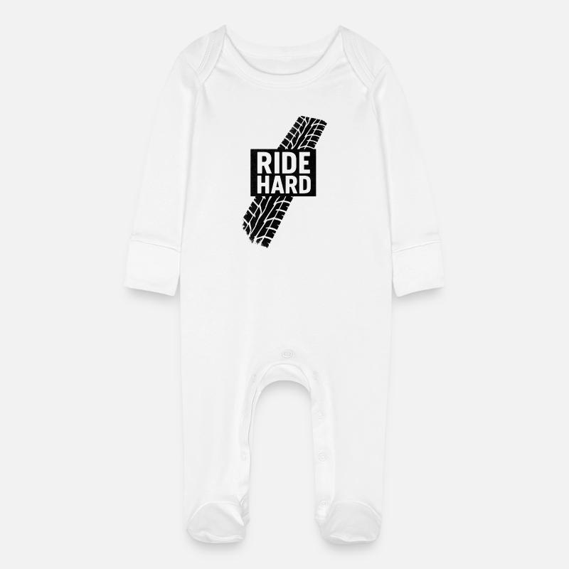 Graphique de bande de pneus durs Ride - Grenouillère bio avec gants Bébé - blanc