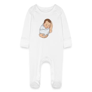 Nouveau-né dans les mains | Amour et protection - Grenouillère bio avec gants Bébé - blanc - Devant
