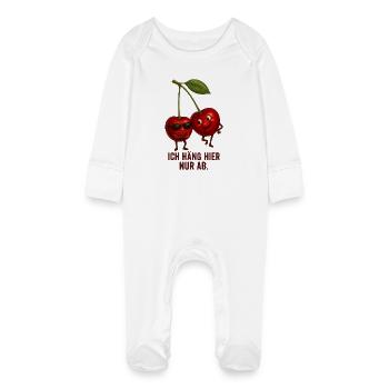Je traîne juste ici - Cherries Couple Chill - Grenouillère bio avec gants Bébé - blanc - Devant