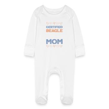 Maman Beagle certifiée - Grenouillère bio avec gants Bébé - blanc - Devant