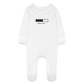 Sieste en cours - Humour - Drôle - Blague - Fun - Grenouillère bio avec gants Bébé - blanc - Devant