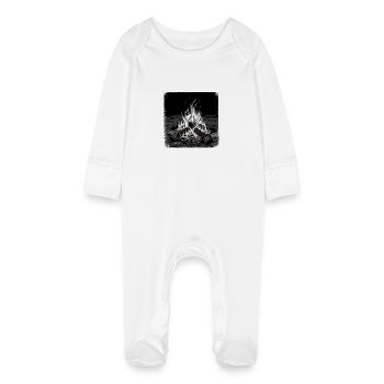 Magical moments around the campfire: warmth, stories - Baby Organic Sleepsuit with Scratch Mitts - white - Front