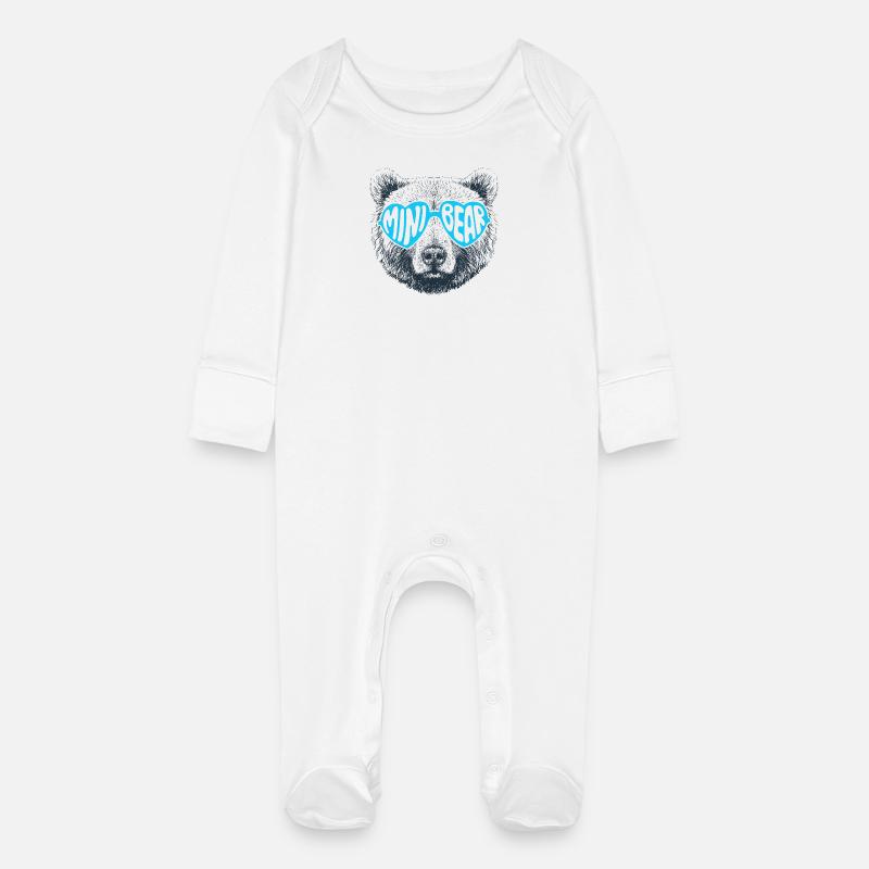 Klein Bär - Baby Bio-Schlafanzug mit Kratzhandschuhen - Weiß