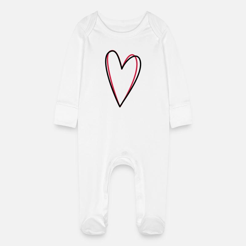 Idée de cadeau coeur amour amitié symbole - Grenouillère bio avec gants Bébé - blanc