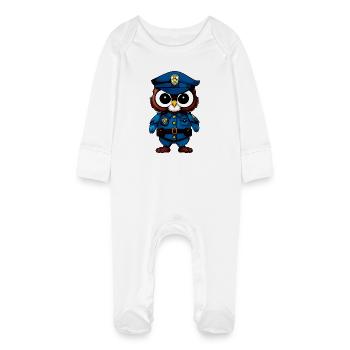 Police des Hiboux - Grenouillère bio avec gants Bébé - blanc - Devant