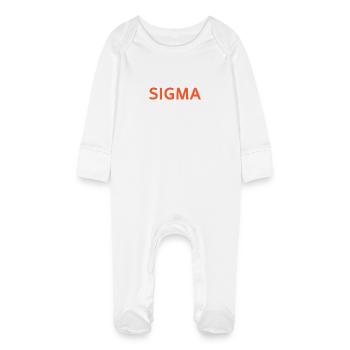 sigma word - Baby Organic Sleepsuit with Scratch Mitts - white - Front