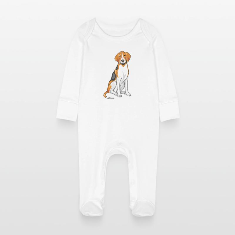Sitzender Foxhound Baby Bio-Schlafanzug mit Kratzhandschuhen