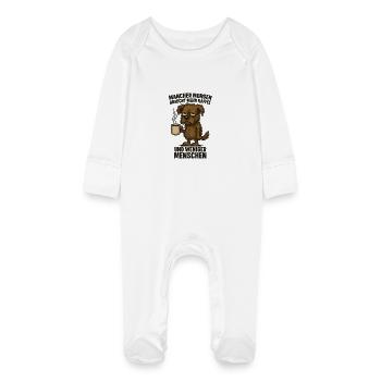 Le matin grogne plus café bureau - Grenouillère bio avec gants Bébé - blanc - Devant