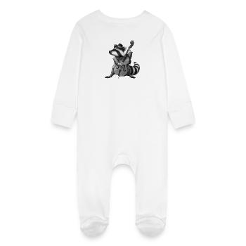 Racoon Musician - Baby Bio-Schlafanzug mit Kratzhandschuhen - Weiß - Hinten