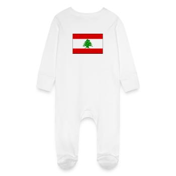 Pray for lebanon - Baby Organic Sleepsuit with Scratch Mitts - white - Back