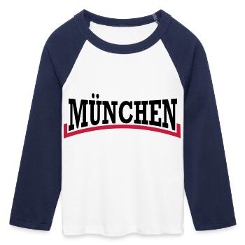 Munich * two-tone - Women's Cropped 3/4 Sleeve Baseball T-Shirt - white/navy  - Front - Maraike (178cm)