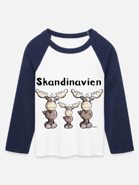 Elche aus Skandinavien - Frauen Cropped Baseball T-Shirt 3/4 Arm - Weiß/Navy 