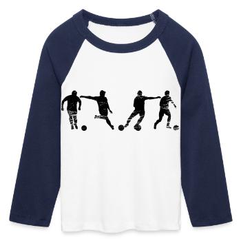 Croquis d’un joueur de football - T-shirt Crop Top de Baseball Manches 3/4 Femme - blanc/marine  - Devant - Maraike (178cm)