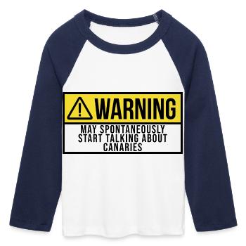 Canary Canary Canary - Frauen Cropped Baseball T-Shirt 3/4 Arm - Weiß/Navy  - Vorne - Maraike (178cm)