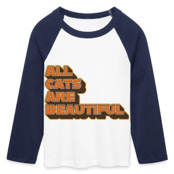 All Cats Are Beautiful – Stylish Statement - Women's Cropped 3/4 Sleeve Baseball T-Shirt - white/navy  - Front - Maraike (178cm)