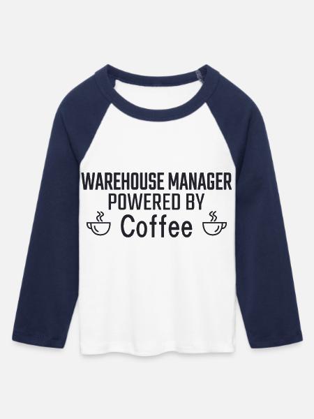 Warehouse Manager Powered By Coffee - Frauen Cropped Baseball T-Shirt 3/4 Arm - Weiß/Navy
