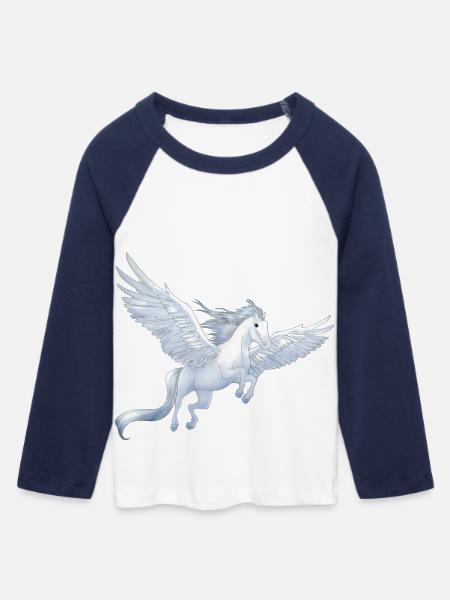 Pegasus 8 - Frauen Cropped Baseball T-Shirt 3/4 Arm - Weiß/Navy