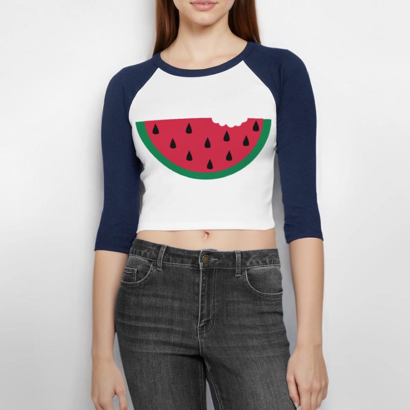fruit pastèque pastèque T-shirt Crop Top de Baseball Manches 3/4 Femme