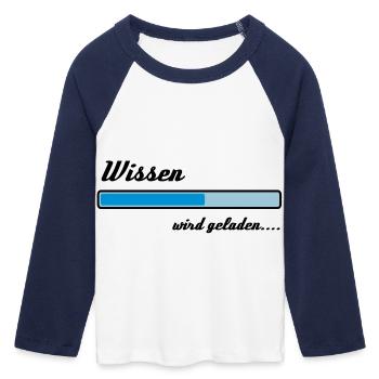 Knowledge is loading ... - Women's Cropped 3/4 Sleeve Baseball T-Shirt - white/navy  - Front - Maraike (178cm)