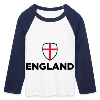 National flag of England - Women's Cropped 3/4 Sleeve Baseball T-Shirt - white/navy  - Front - Maraike (178cm)