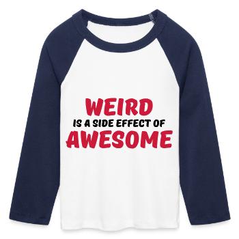 Weird is a side effect of awesome - Women's Cropped 3/4 Sleeve Baseball T-Shirt - white/navy  - Front - Maraike (178cm)