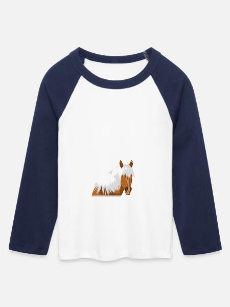 Haflinger - Frauen Cropped Baseball T-Shirt 3/4 Arm - Weiß/Navy