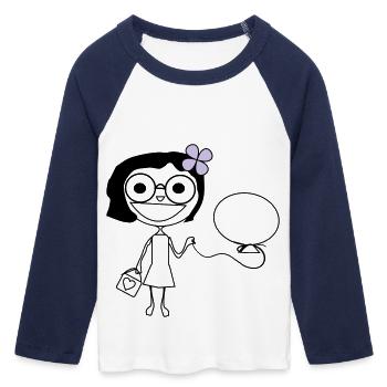 Mädchen - Frauen Cropped Baseball T-Shirt 3/4 Arm - Weiß/Navy  - Vorne - Maraike (178cm)
