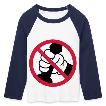 branler affiche interdit - T-shirt Crop Top de Baseball Manches 3/4 Femme - blanc/marine  - Devant - Maraike (178cm)