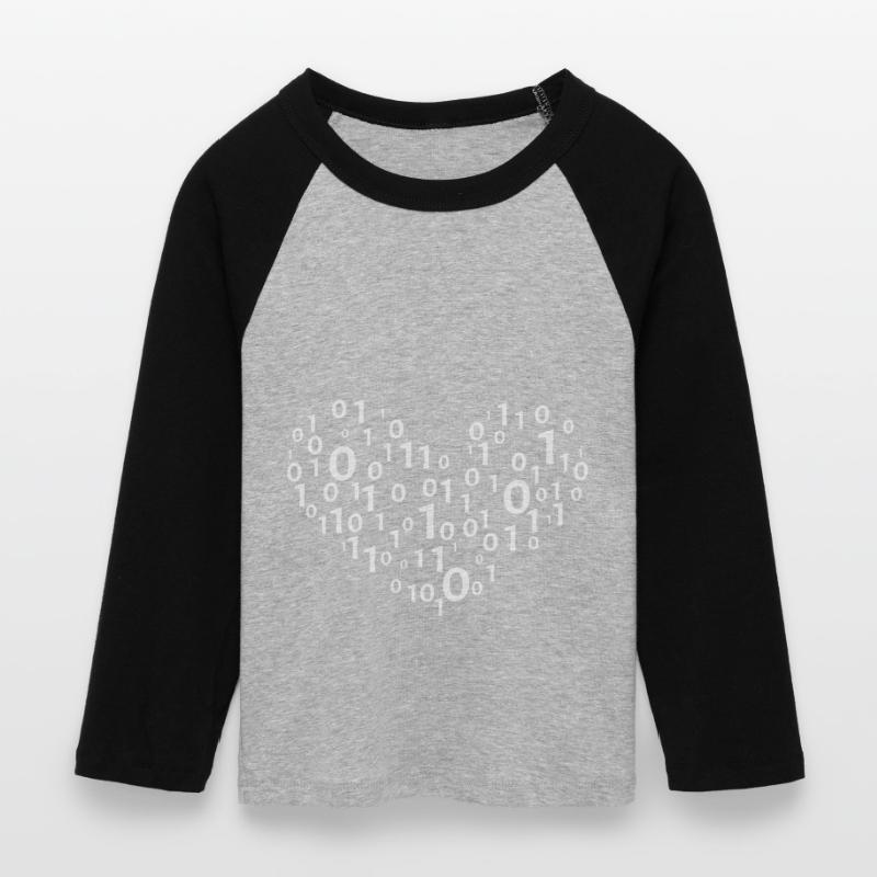 Heart binary coding Women's Cropped 3/4 Sleeve Baseball T-Shirt
