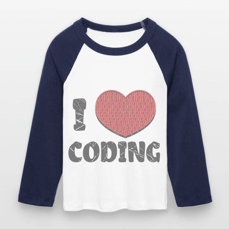 Script de code Debug Heart Statement T-shirt Crop Top de Baseball Manches 3/4 Femme