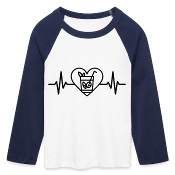 Mojito Glas Minze Herz - Frauen Cropped Baseball T-Shirt 3/4 Arm - Weiß/Navy  - Vorne - Maraike (178cm)