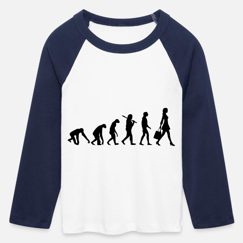 FRAUEN EVOLUTION - Frauen Cropped Baseball T-Shirt 3/4 Arm - Weiß/Navy