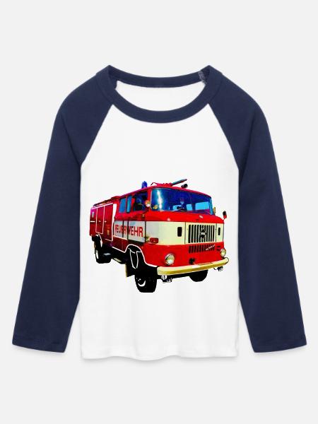 W50 Feuerwehr Spritze IFA - Frauen Cropped Baseball T-Shirt 3/4 Arm - Weiß/Navy