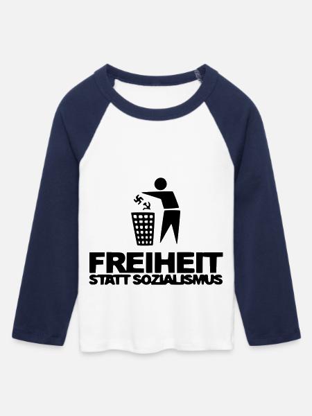Freiheit statt Sozialismus - Frauen Cropped Baseball T-Shirt 3/4 Arm - Weiß/Navy 
