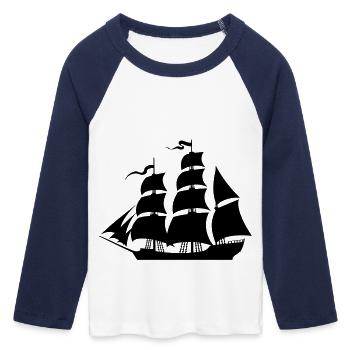 Sailboat eu - Women's Cropped 3/4 Sleeve Baseball T-Shirt - white/navy  - Front - Maraike (178cm)