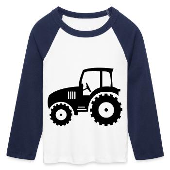 traktor_01 - Women's Cropped 3/4 Sleeve Baseball T-Shirt - white/navy  - Front - Maraike (178cm)