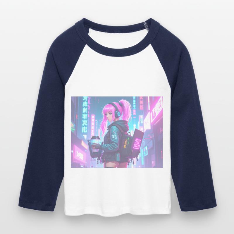 Cyber DJ Coder – Beats, Bytes & Blinks Frauen Cropped Baseball T-Shirt 3/4 Arm