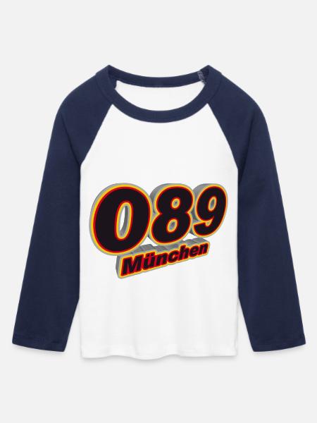 089 Muenchen - Frauen Cropped Baseball T-Shirt 3/4 Arm - Weiß/Navy